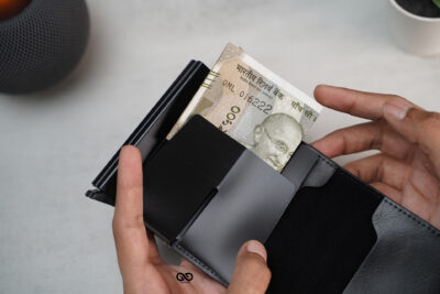 Personalized Vegan Leather Card And Cash Holder with Double Slot Wallet