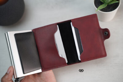 Personalized Vegan Leather Card And Cash Holder with Double Slot Wallet