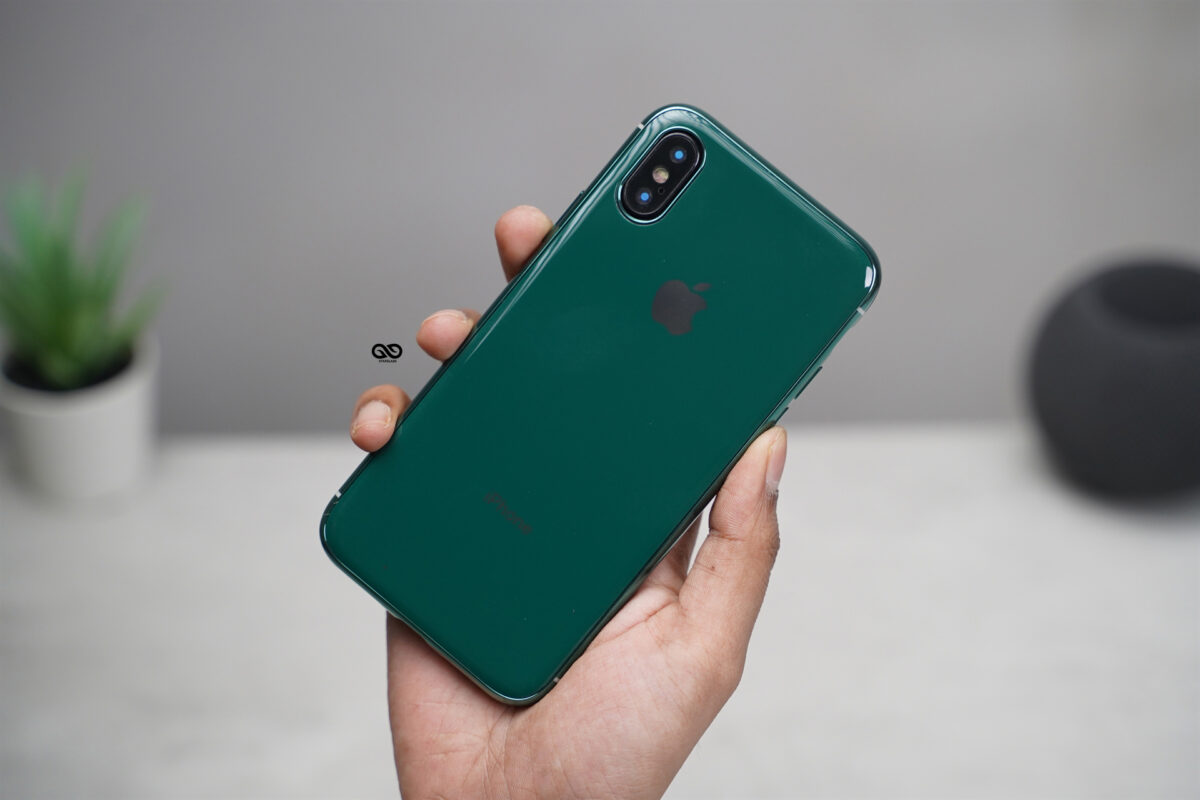 Dark Green Soft Tpu Glass Finish case for iPhone X /XS