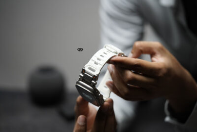 Titanium Buckle Band With White Glow Silicone Strap (it glows in the dark) For Apple Watch 49 MM Series Ultra/Ultra 2