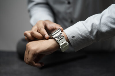 Titanium Buckle Band With White Glow Silicone Strap (it glows in the dark) For Apple Watch 49 MM Series Ultra/Ultra 2