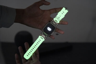 Titanium Buckle Band With White Glow Silicone Strap (it glows in the dark) For Apple Watch 49 MM Series Ultra/Ultra 2
