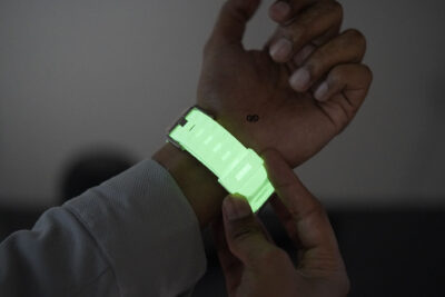 Titanium Buckle Band With White Glow Silicone Strap (it glows in the dark) For Apple Watch 49 MM Series Ultra/Ultra 2