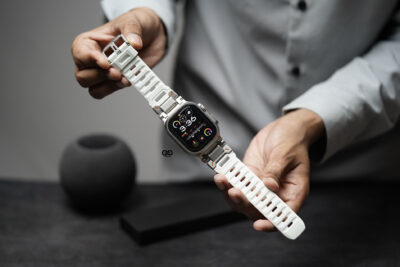 Titanium Buckle Band With White Glow Silicone Strap (it glows in the dark) For Apple Watch 49 MM Series Ultra/Ultra 2