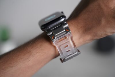 Transparent Fluoro Rubber With Titanium Buckle Band For Apple Watch 44MM 45MM 46MM Series 4 5 6 7 8 9 10 11 (SE 2 3 Gen)