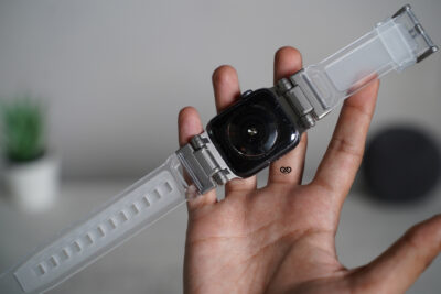 Transparent Fluoro Rubber With Titanium Buckle Band For Apple Watch 44MM 45MM 46MM Series 4 5 6 7 8 9 10 11 (SE 2 3 Gen)