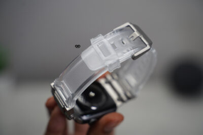 Transparent Fluoro Rubber With Titanium Buckle Band For Apple Watch 44MM 45MM 46MM Series 4 5 6 7 8 9 10 11 (SE 2 3 Gen)