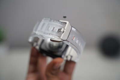 Transparent Fluoro Rubber With Titanium Buckle Band For Apple Watch 44MM 45MM 46MM Series 4 5 6 7 8 9 10 11 (SE 2 3 Gen)