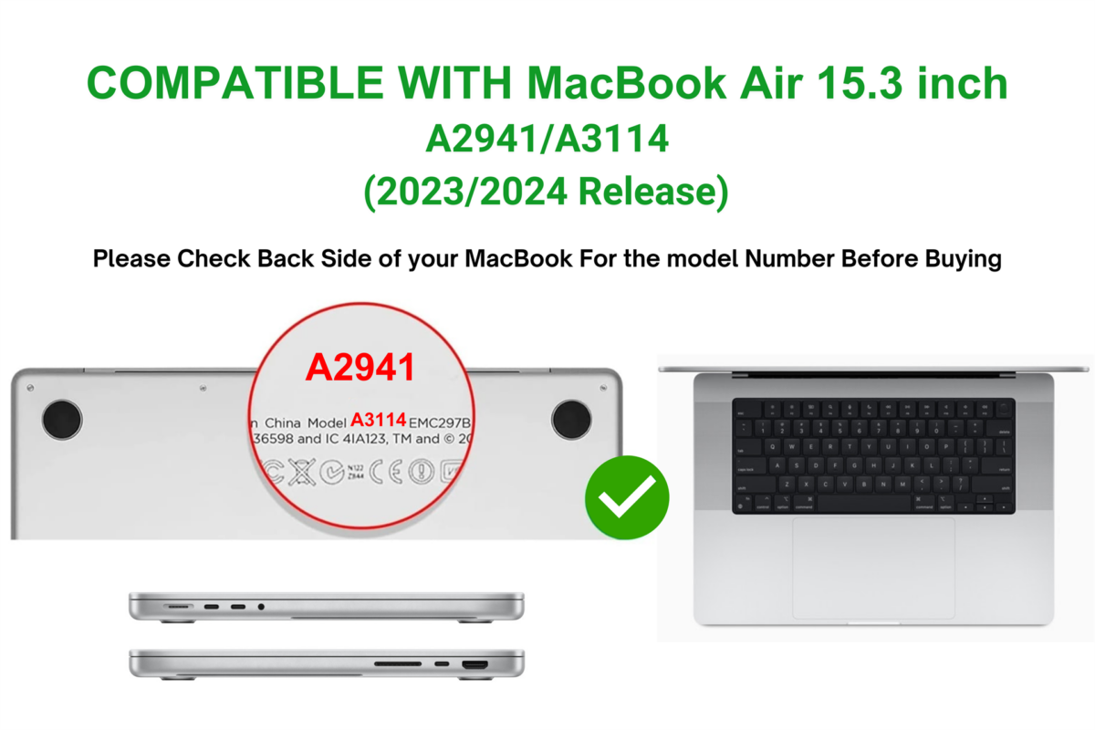 Grey Slim Rubberized TPU Bumper Cover For MacBook Air 15.3 inch 2026/2025/2024/2023 M5/M4/M3/M2 Air A3448/A3241/A3114/A2941