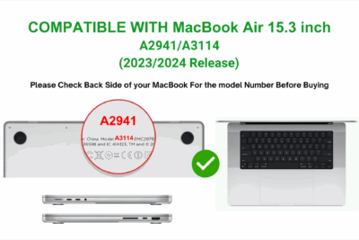 Grey Slim Rubberized TPU Bumper Cover For MacBook Air 15.3 inch 2026/2025/2024/2023 M5/M4/M3/M2 Air A3448/A3241/A3114/A2941