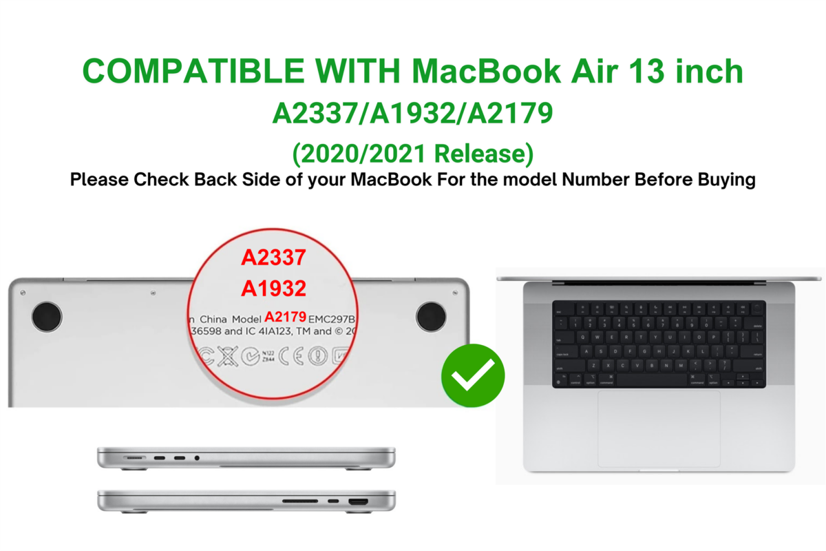 Black Slim Rubberized TPU Bumper Cover For MacBook Air 13 inch 2020/2021 M1 Air A2337 A1932 A2179