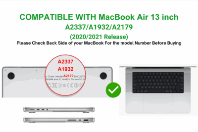 Black Slim Rubberized TPU Bumper Cover For MacBook Air 13 inch 2020/2021 M1 Air A2337 A1932 A2179