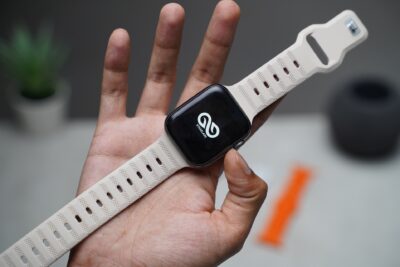 Beige FKM Active Rubber Strap Apple Watch 42MM 41MM 40MM Series 4 5 6 7 8 9 10 11 SE SE 2 Gen.