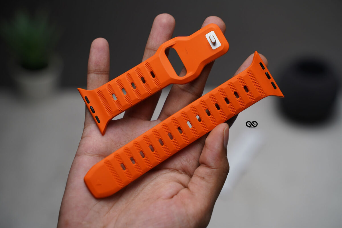 Ultra Orange FKM Active Rubber Strap For Apple Watch 42MM 41MM 40MM Series 4 5 6 7 8 9 10 11 SE SE 2 Gen.