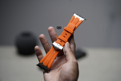 Fluoro Rubber Strap With Silver Buckle For Apple Watch 49 MM Series Ultra/Ultra 2