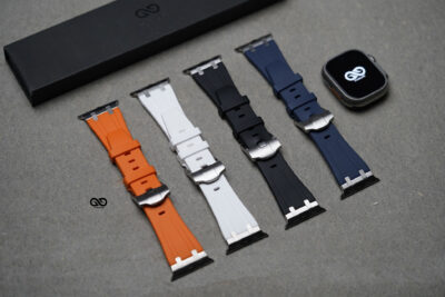 Fluoro Rubber Strap With Silver Buckle For Apple Watch 49 MM Series Ultra/Ultra 2