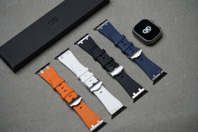 Fluoro Rubber Strap With Silver Buckle For Apple Watch 49 MM Series Ultra/Ultra 2