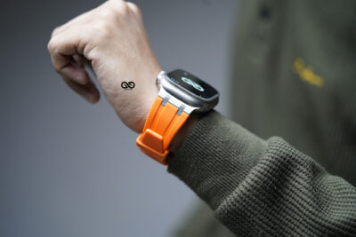 Fluoro Rubber Strap With Silver Buckle For Apple Watch 49 MM Series Ultra/Ultra 2