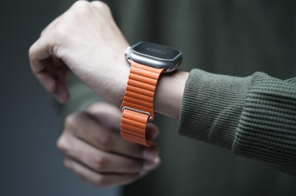 Sunset Orange Magnetic Leather Loop For Apple Watch 49 MM Series Ultra/Ultra 2