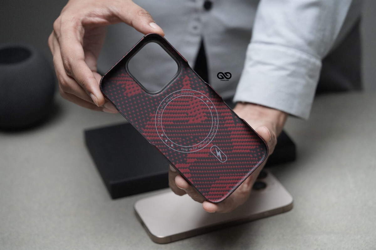 Magsafe Red Sea Real Aramid Carbon Fiber Case For iPhone 16 Pro