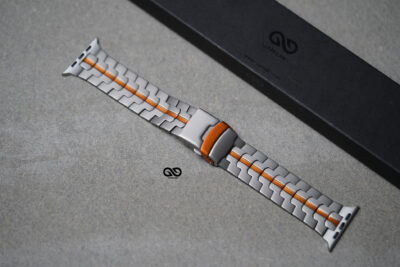 Titanium/Orange Link Chain Strap For Apple Watch 44MM 45MM 46MM Series 4 5 6 7 8 9 10 11 (SE 2 3 Gen)