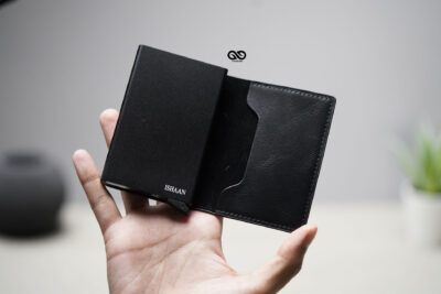 Personalized Slim Vegan Leather Card Holder with Single Slot Wallet