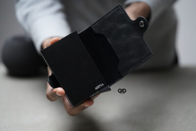 Personalized Vegan Leather Card And Cash Holder with Double Slot Wallet