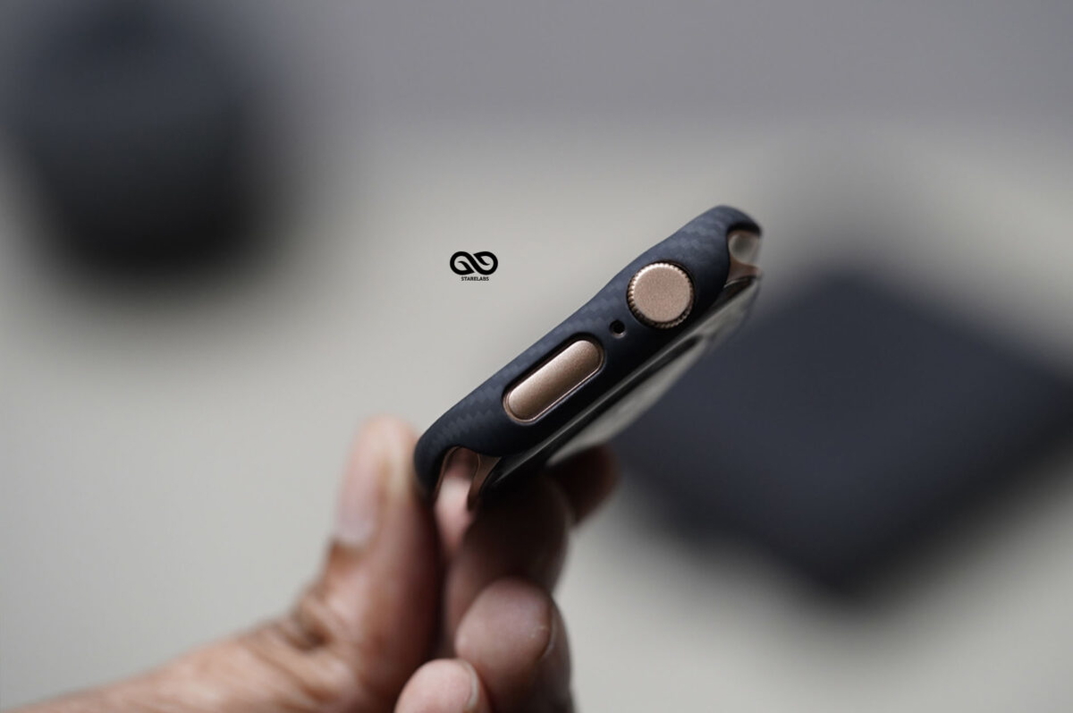 Black & Grey Real Aramid Carbon Fiber Bumper for Apple Watch 46 MM Series 10