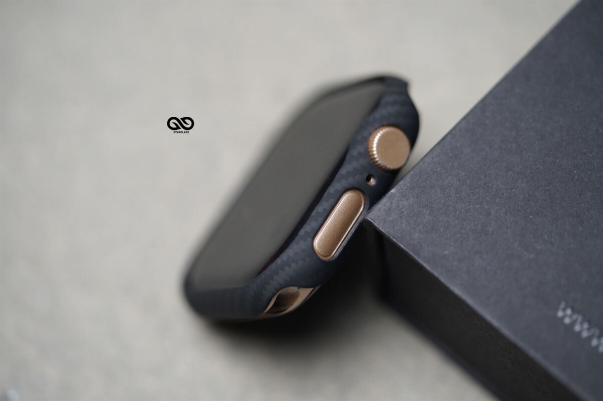 Black & Grey Real Aramid Carbon Fiber Bumper for Apple Watch 46 MM Series 10