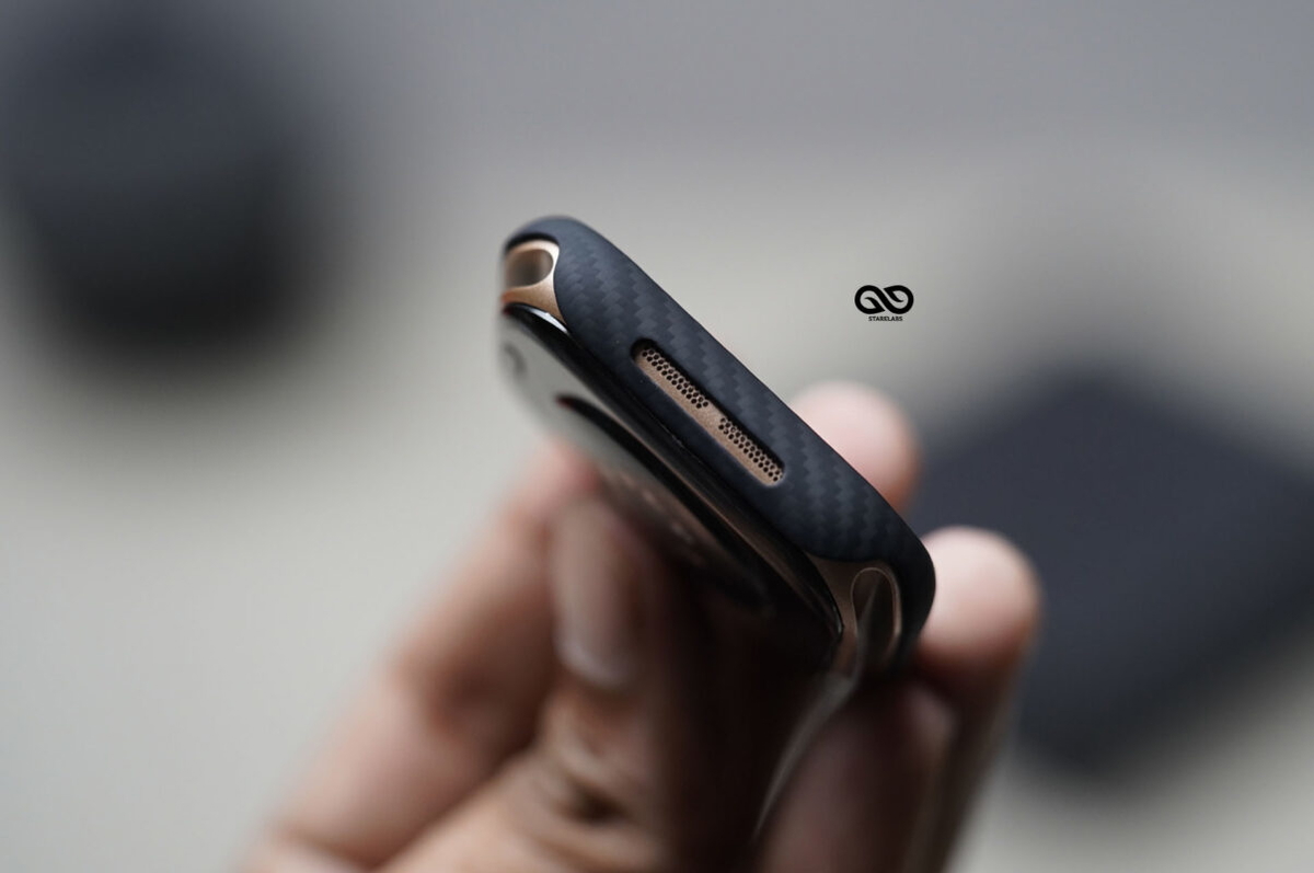 Black & Grey Real Aramid Carbon Fiber Bumper for Apple Watch 46 MM Series 10