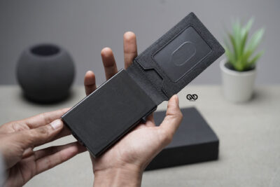 Personalized Grey Texture Ultra Slim Wallet With Money Clip