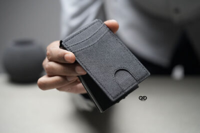 Personalized Grey Texture Ultra Slim Wallet With Money Clip