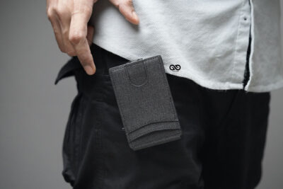 Personalized Grey Texture Ultra Slim Wallet With Money Clip
