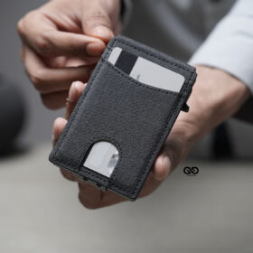 Personalized Grey Texture Ultra Slim Wallet With Money Clip