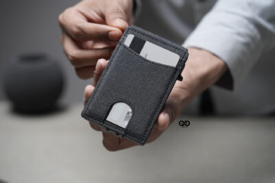 Personalized Grey Texture Ultra Slim Wallet With Money Clip