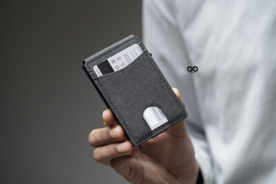 Personalized Grey Texture Ultra Slim Wallet With Money Clip