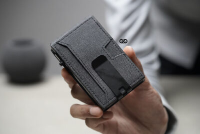 Personalized Grey Texture Ultra Slim Wallet With Money Clip