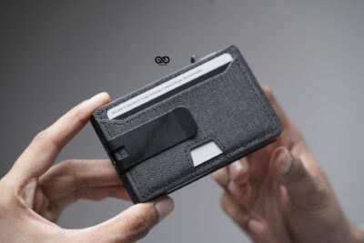 Personalized Grey Texture Ultra Slim Wallet With Money Clip