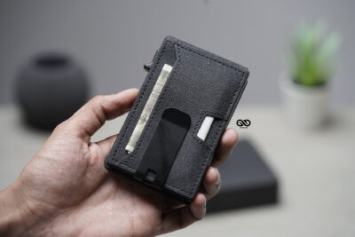 Personalized Grey Texture Ultra Slim Wallet With Money Clip