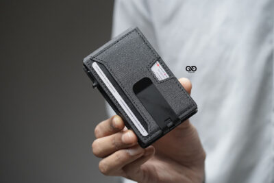 Personalized Grey Texture Ultra Slim Wallet With Money Clip