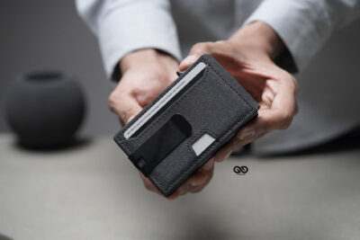 Personalized Grey Texture Ultra Slim Wallet With Money Clip