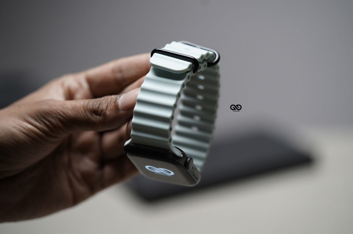 Silicone Ocean Band With Black Buckle For Apple Watch 44MM 45MM 46MM Series 4 5 6 7 8 9 10 11 (SE 2 3 Gen)