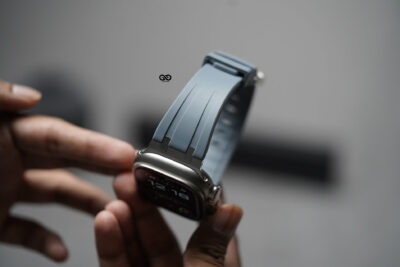 Fluoro Rubber Strap With Silver Buckle For Apple Watch 49 MM Series Ultra/Ultra 2