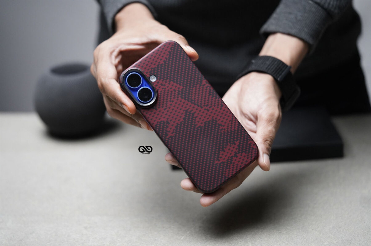 Magsafe Red Sea Real Aramid Carbon Fiber Case For iPhone 16