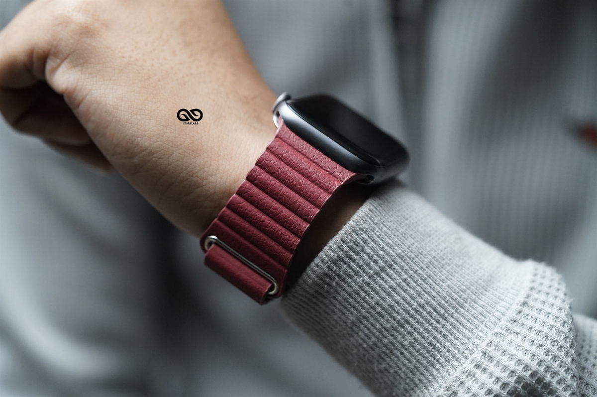 Wine Red Magnetic Leather Loop for Apple Watch 42MM 41MM 40MM Series 4 5 6 7 8 9 10 11 SE SE 2 Gen 3 Wine Red Magnetic Leather Loop for Apple Watch 42MM 41MM 40MM Series 4 5 6 7 8 9 10 11 SE SE 2 Gen - Image 3