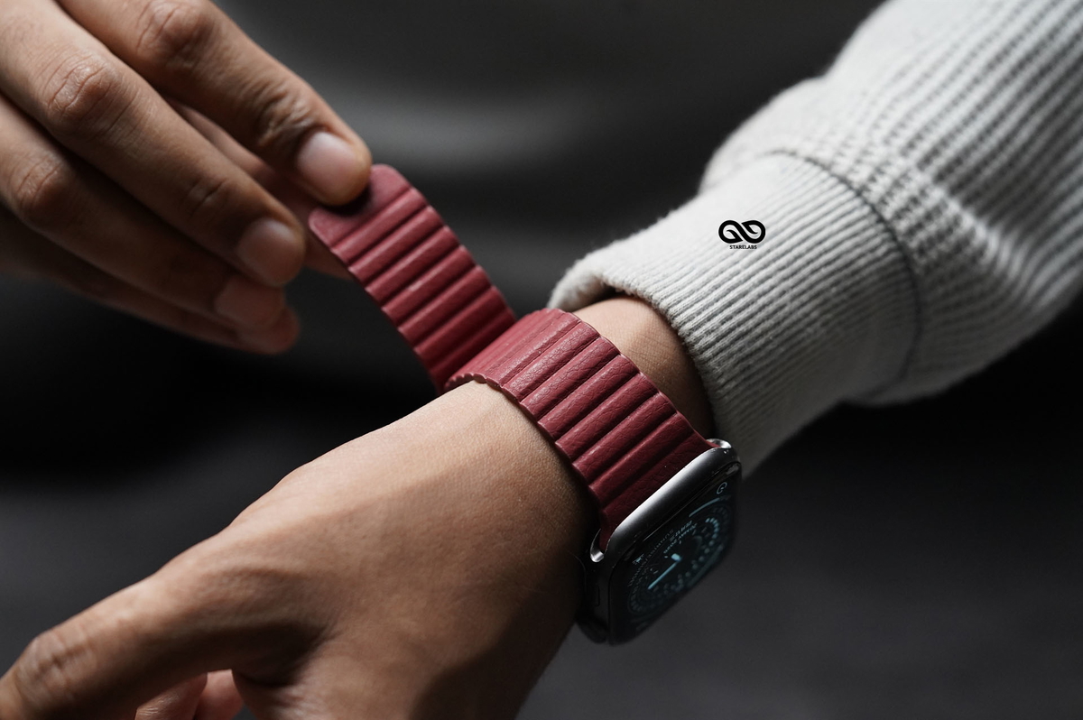 Wine Red Magnetic Leather Loop for Apple Watch 42MM 41MM 40MM Series 4 5 6 7 8 9 10 11 SE SE 2 Gen 2 Wine Red Magnetic Leather Loop for Apple Watch 42MM 41MM 40MM Series 4 5 6 7 8 9 10 11 SE SE 2 Gen - Image 2