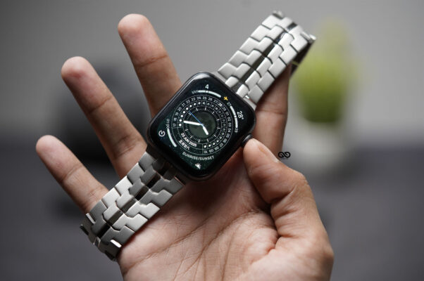 Titanium/Silver Link Chain Strap For Apple Watch 44MM 45MM 46MM Series 4 5 6 7 8 9 10 11 (SE 2 3 Gen)
