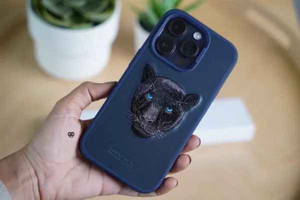 Black Panther Leather Case - Blue For iPhone