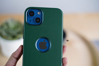 Grainy Textured Vegan Leather Case with Logo Cut for iPhone 13