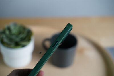 Grainy Textured Vegan Leather Case with Logo Cut for iPhone 13 Pro